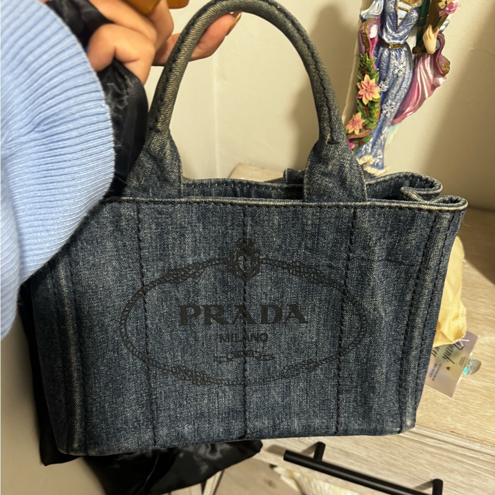 Prada Dark Blue Denim Handbag Canapa